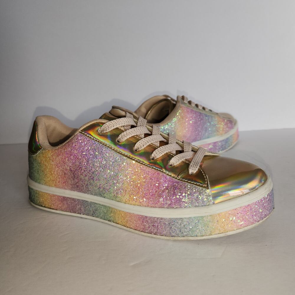 UUBARIS‎ Fashion Sneaker Womens 7.5 Neon Pastel Glitter Wedding Spring Summer